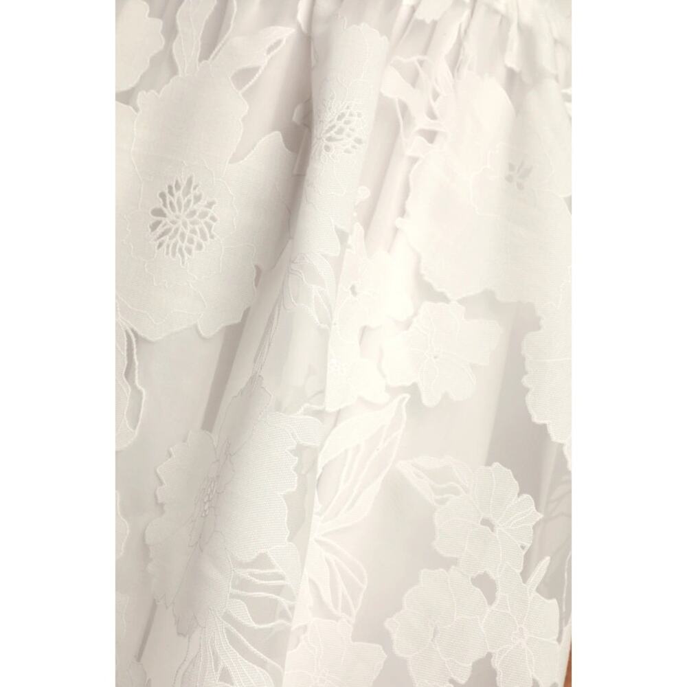 Lulus NWOT Floral Feelings White Floral Burnout Jacquard Babydoll Mini Dress - Picture 5 of 12